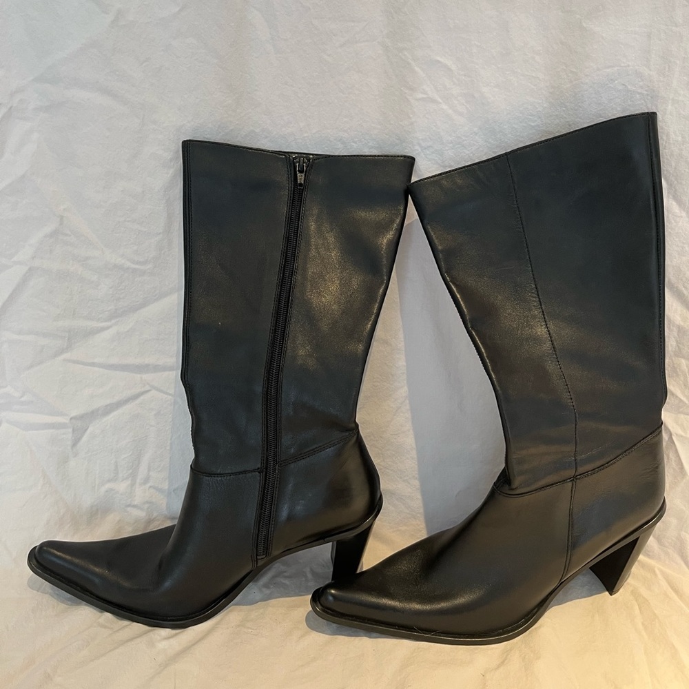 like new vintage black calf high leather boots